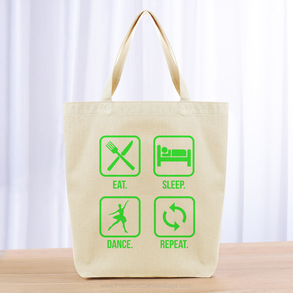 Eat Sleep Dance Repeat Tote Bag - green