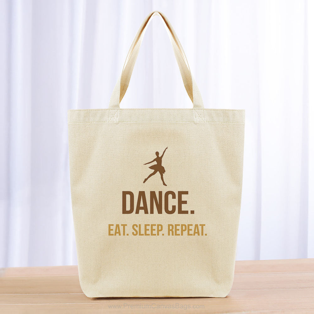 Dance Eat Sleep Repeat Tote Bag - brown yellow orange