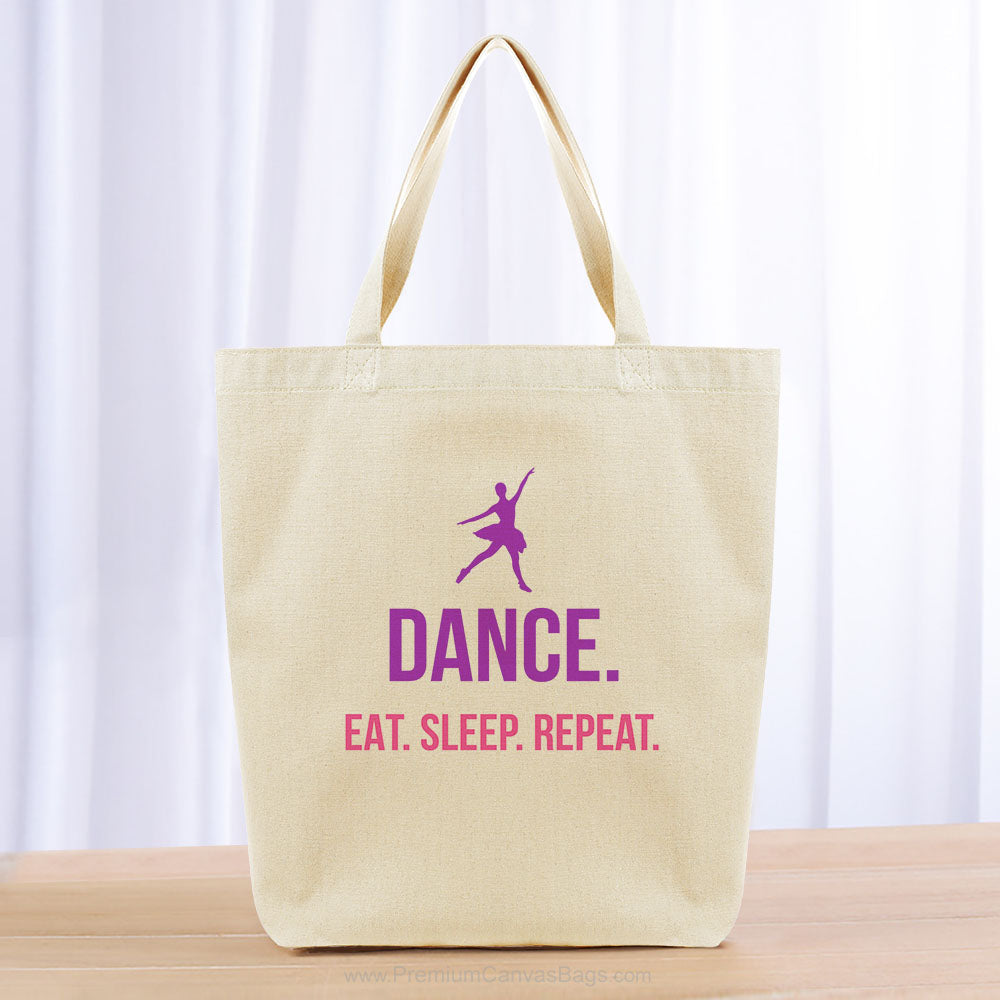 Dance Eat Sleep Repeat Tote Bag - purple hot pink