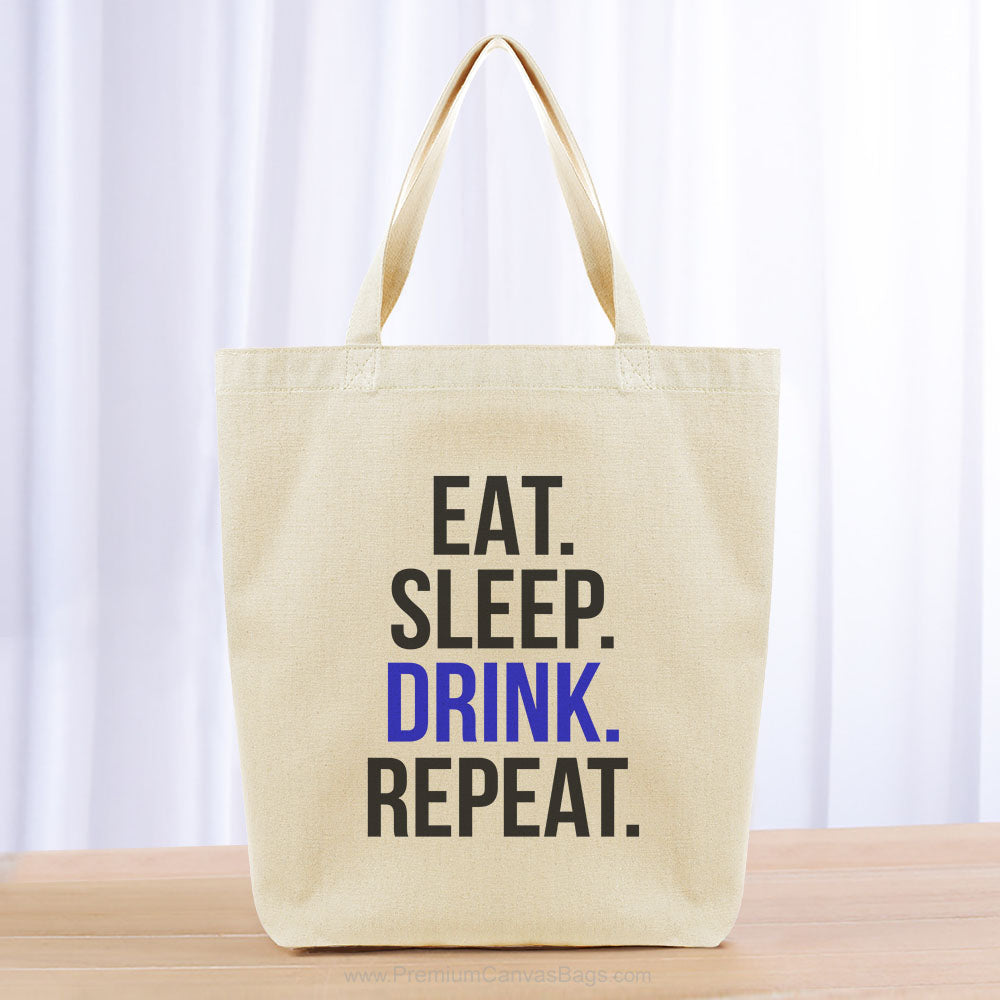 Eat Sleep Drink Repeat Tote Bag - black blue