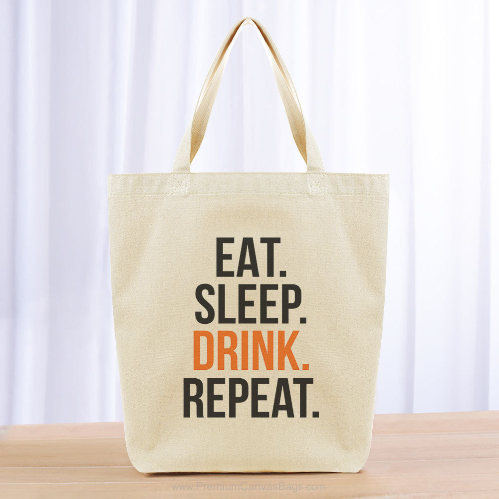 Eat Sleep Drink Repeat Tote Bag - black orange