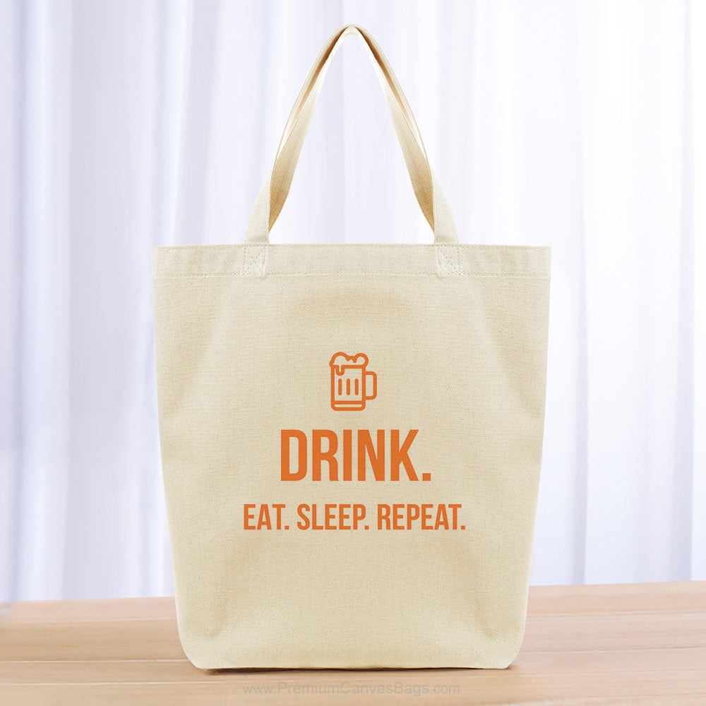 Drink Eat Sleep Repeat Tote Bag - orange