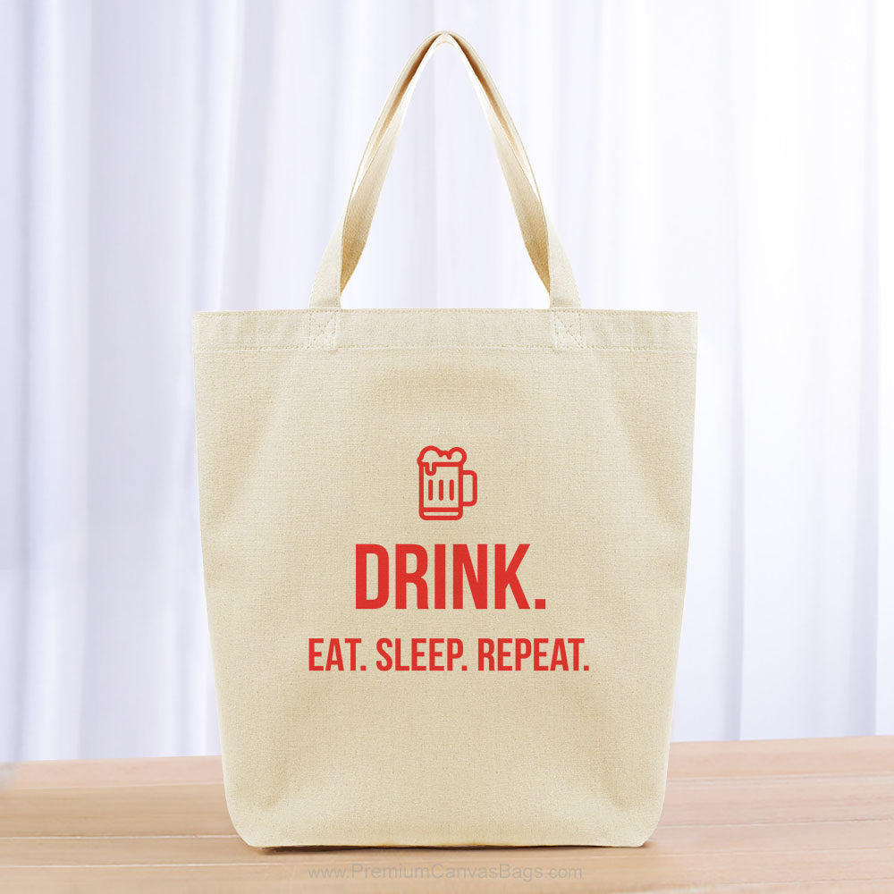 Drink Eat Sleep Repeat Tote Bag - red