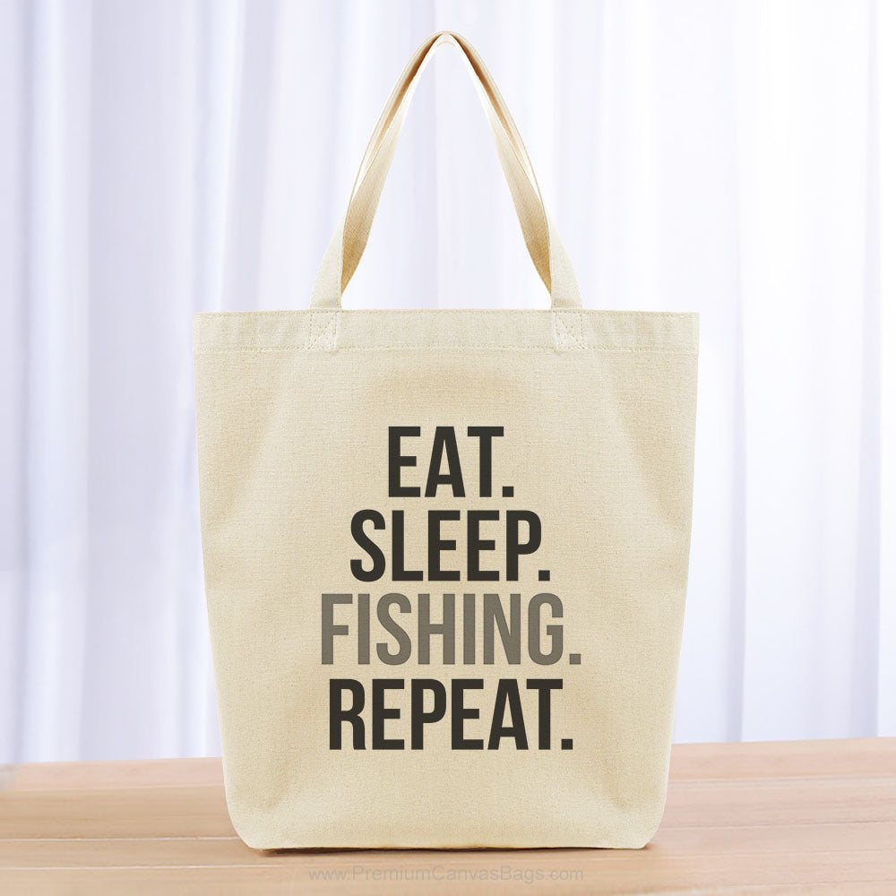 Eat Sleep Fishing Repeat Tote Bag - black gray