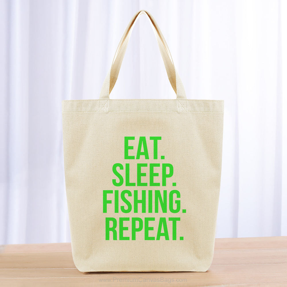 Eat Sleep Fishing Repeat Tote Bag - green