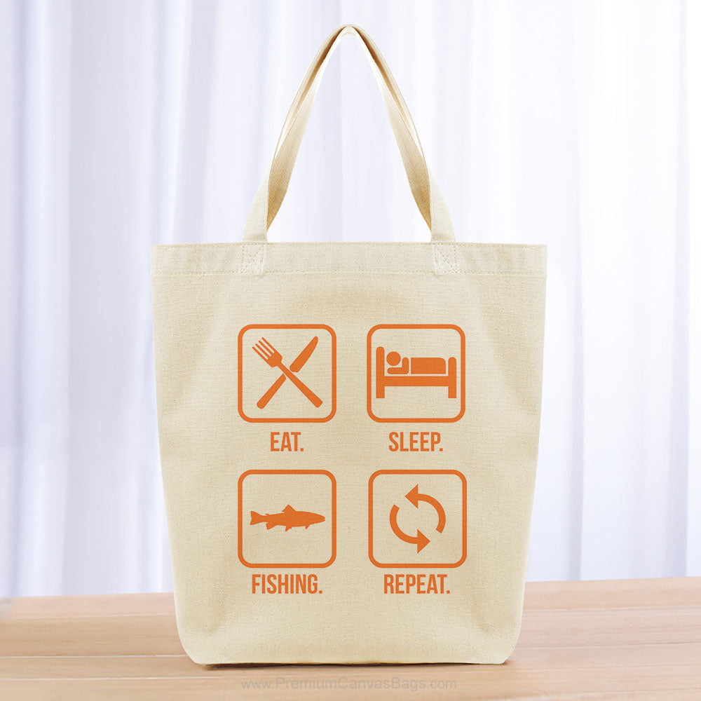 Eat Sleep Fishing Repeat Tote Bag - orange