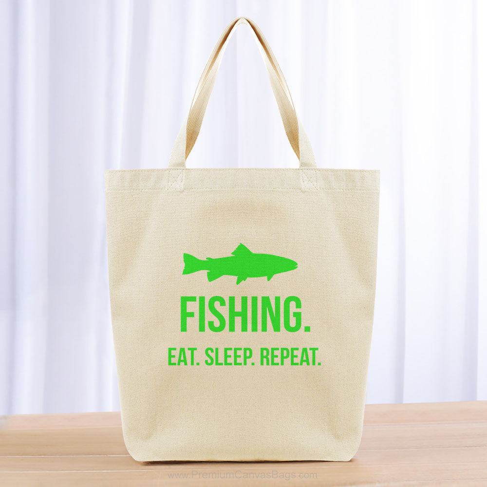 Fishing Eat Sleep Repeat Tote Bag - green