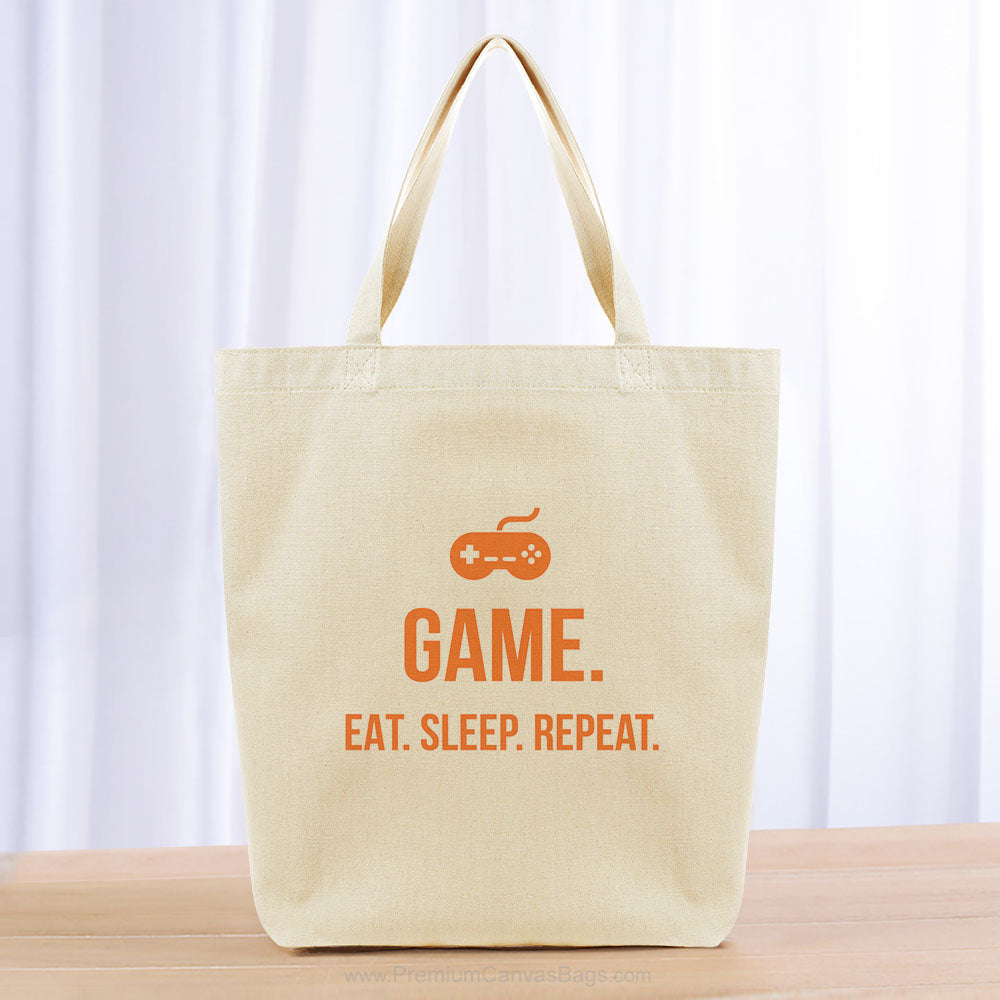 Game Eat Sleep Repeat Tote Bag - orange