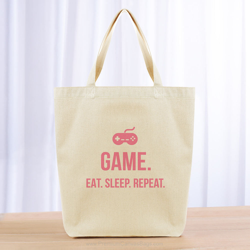 Game Eat Sleep Repeat Tote Bag - pink