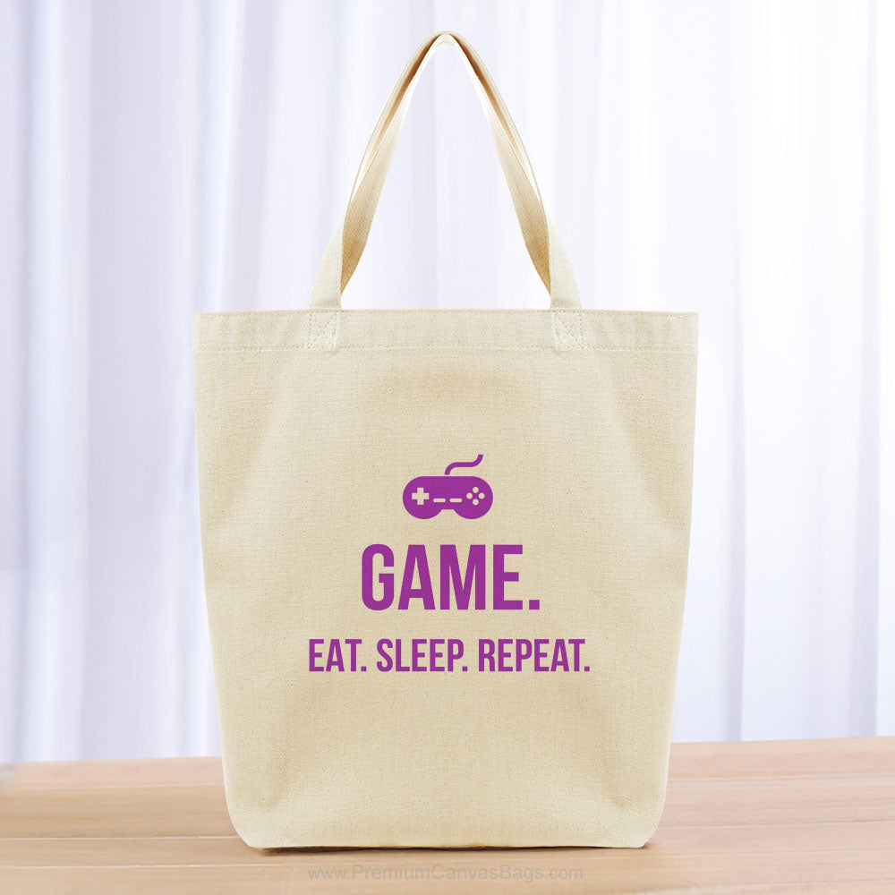Game Eat Sleep Repeat Tote Bag - purple