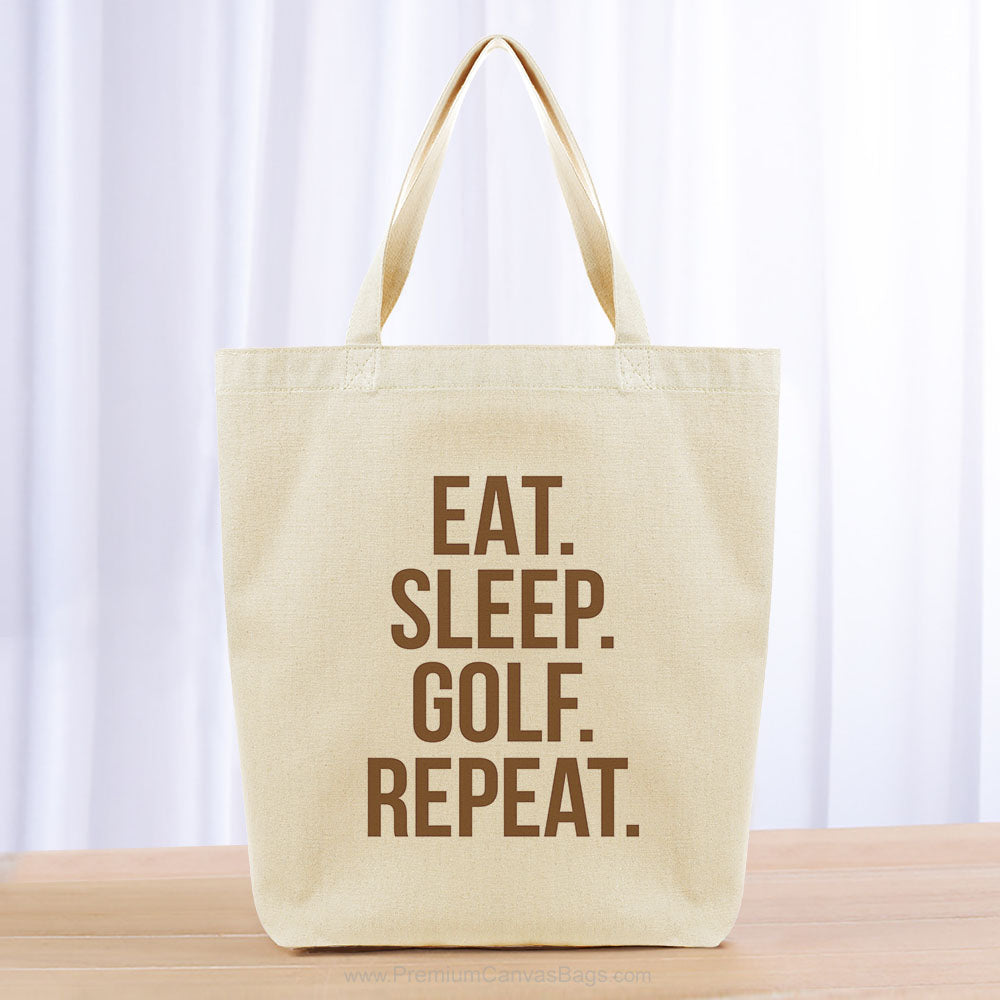 Eat Sleep Golf Repeat Tote Bag - brown