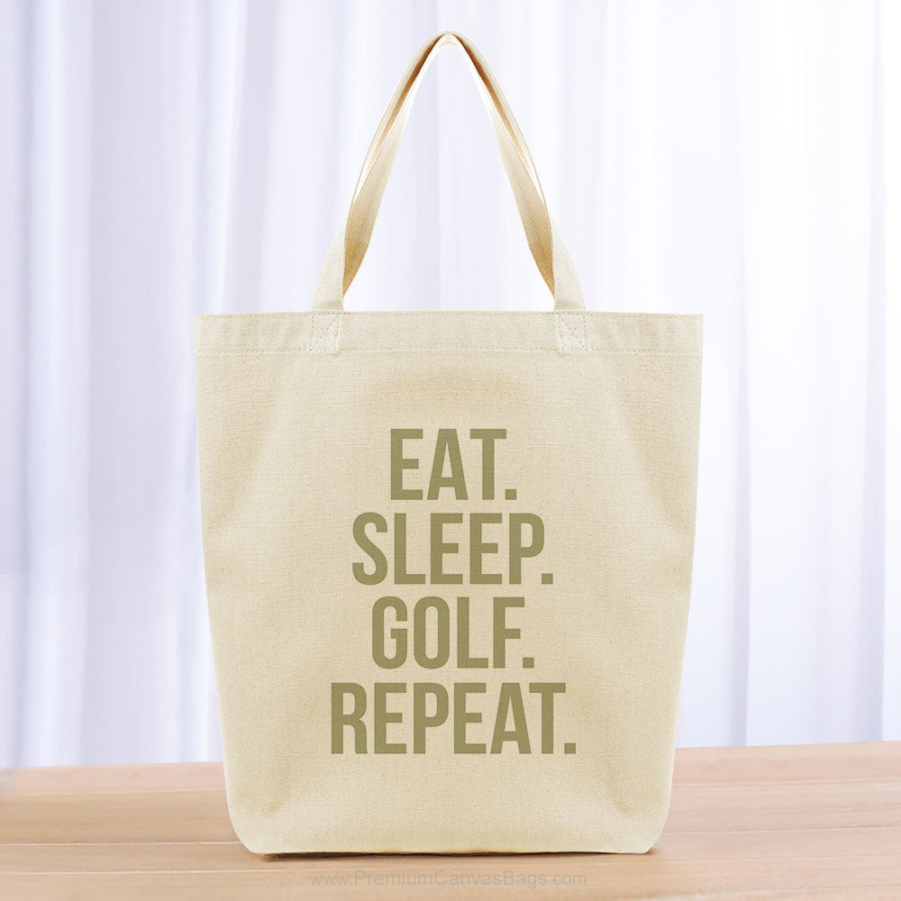 Eat Sleep Golf Repeat Tote Bag - khaki