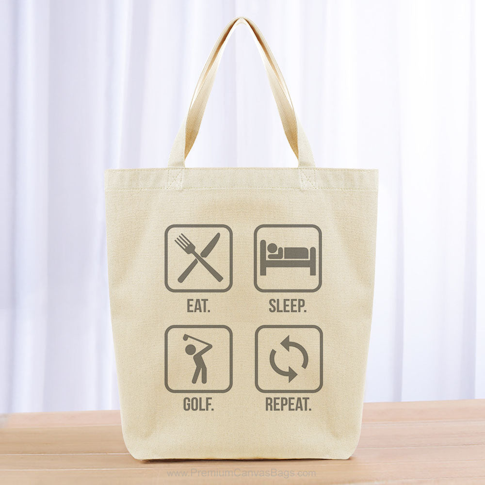 Eat Sleep Golf Repeat Tote Bag - gray