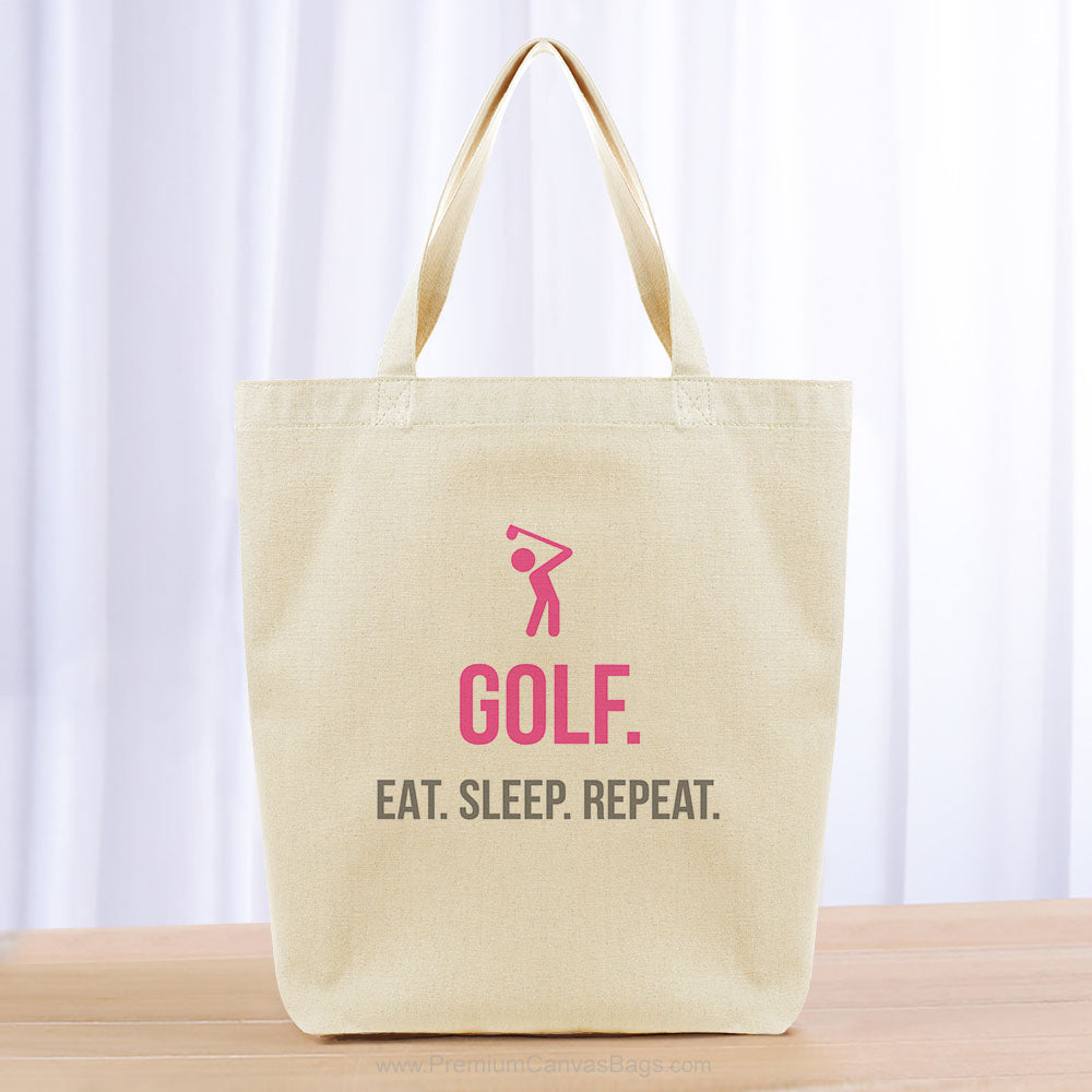 Golf Eat Sleep Repeat Tote Bag - gray hot pink