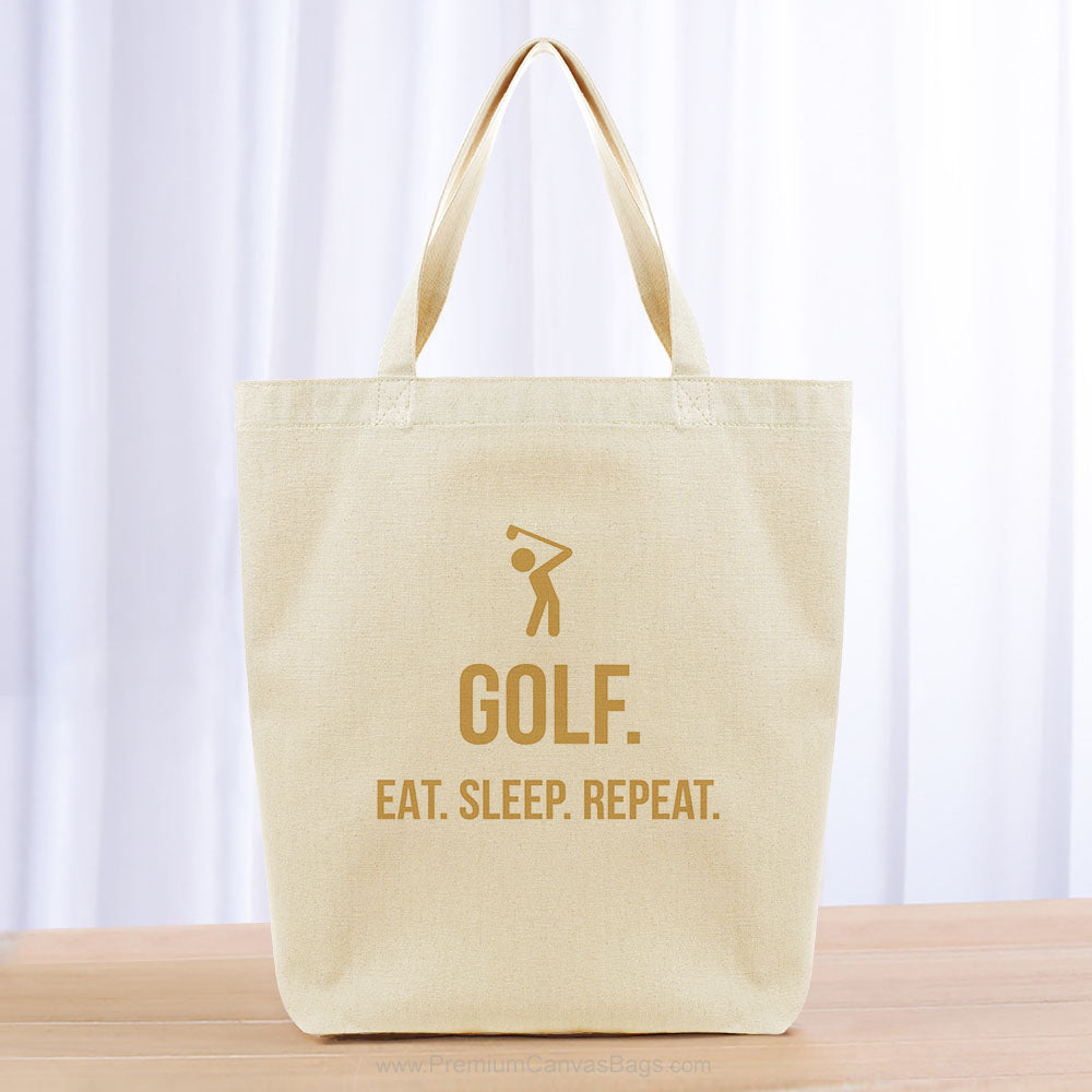 Golf Eat Sleep Repeat Tote Bag - yellow orange