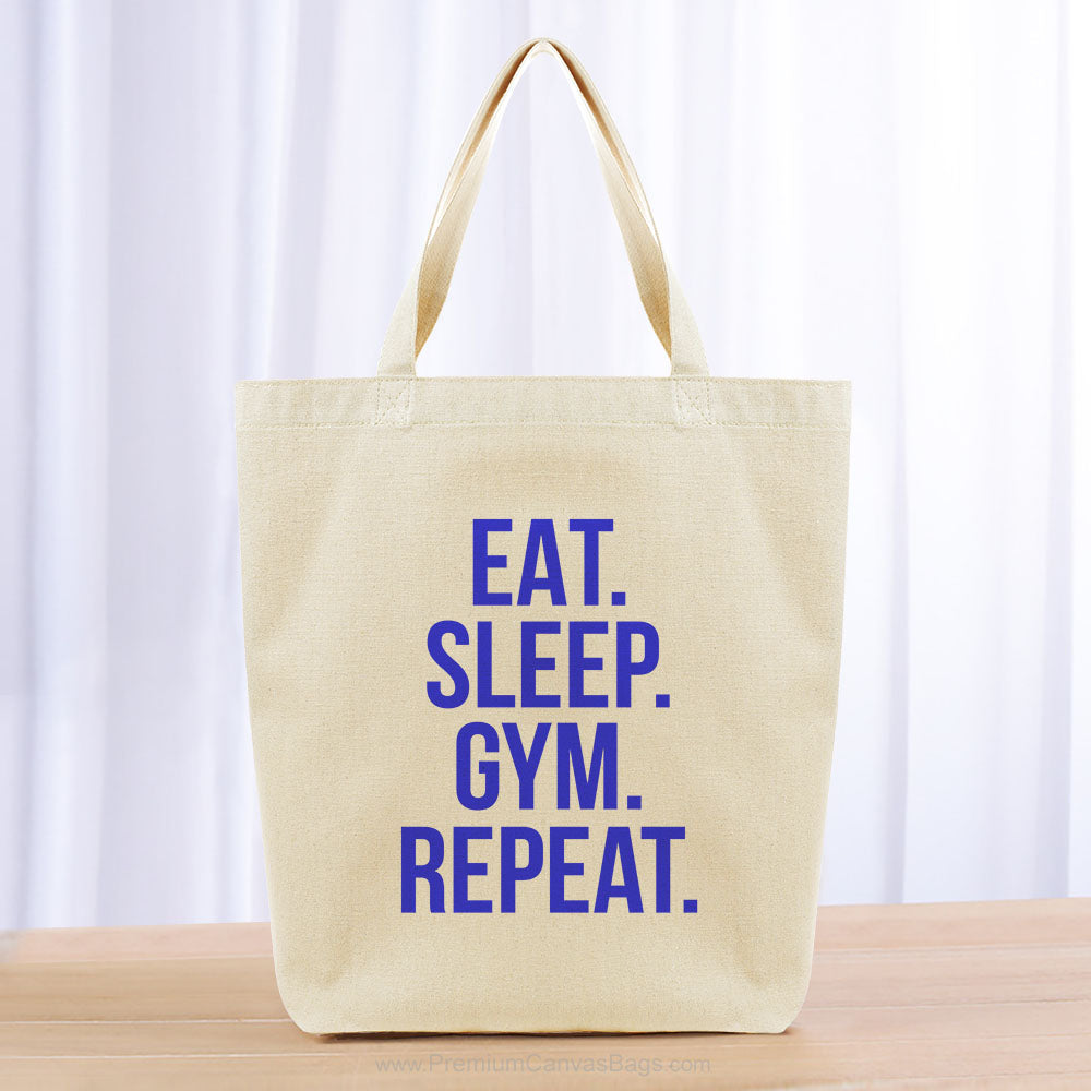Eat Sleep Gym Repeat Tote Bag - blue