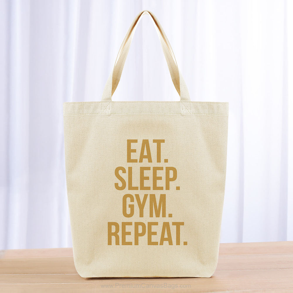Eat Sleep Gym Repeat Tote Bag - yellow orange