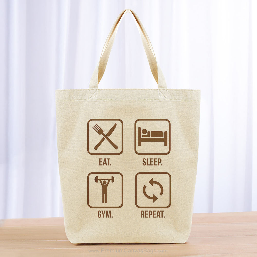 Eat Sleep Gym Repeat Tote Bag - brown