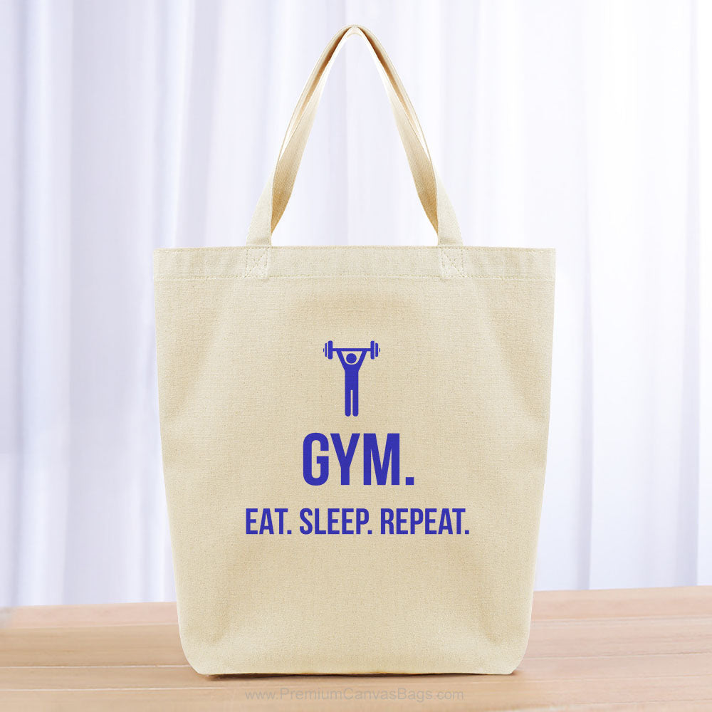 Gym Eat Sleep Repeat Tote Bag - blue