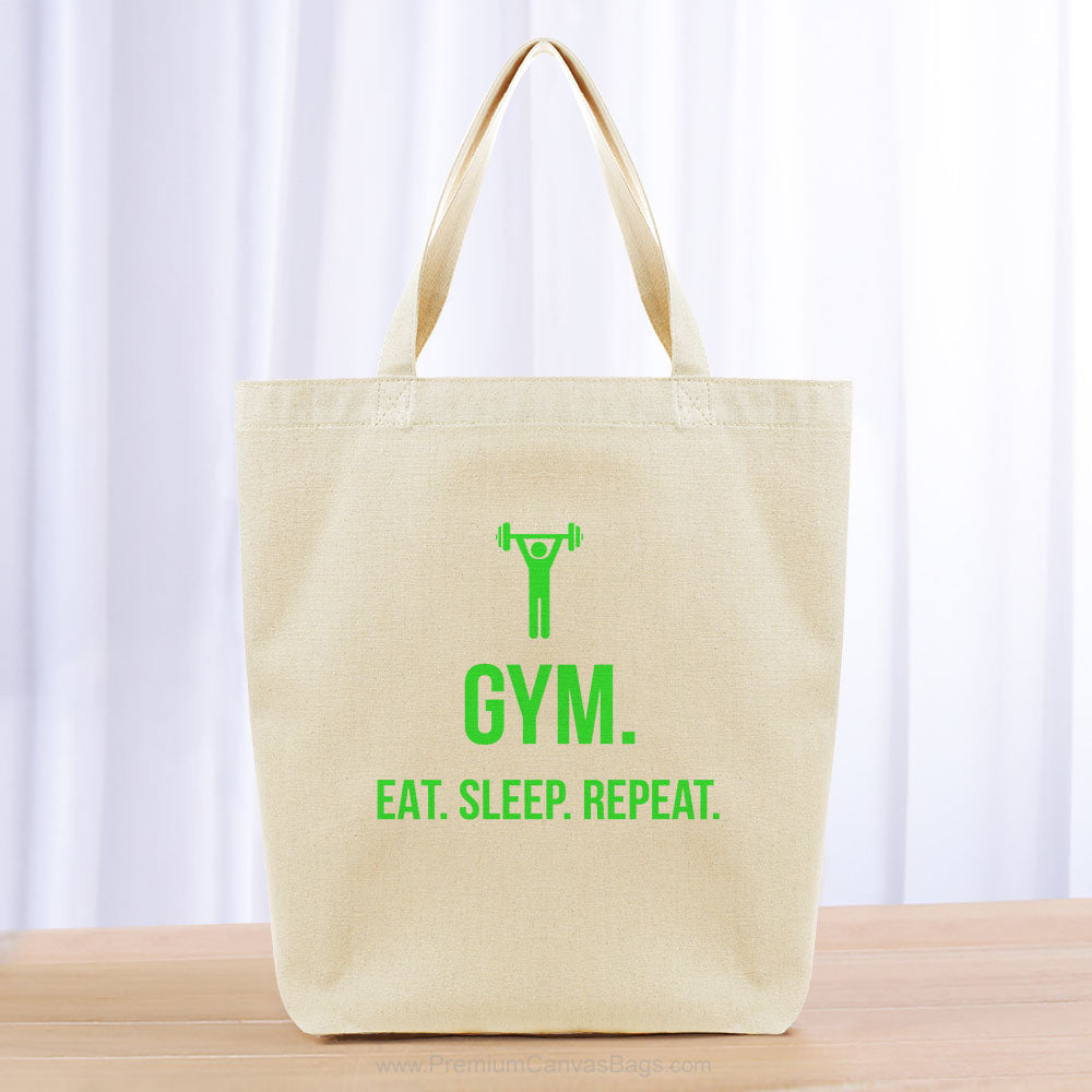 Gym Eat Sleep Repeat Tote Bag - green