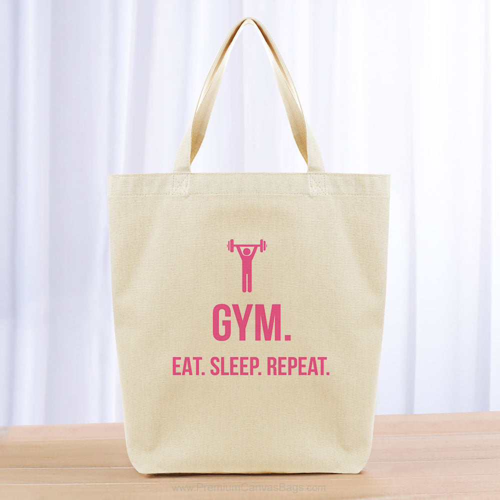 Gym Eat Sleep Repeat Tote Bag - hot pink