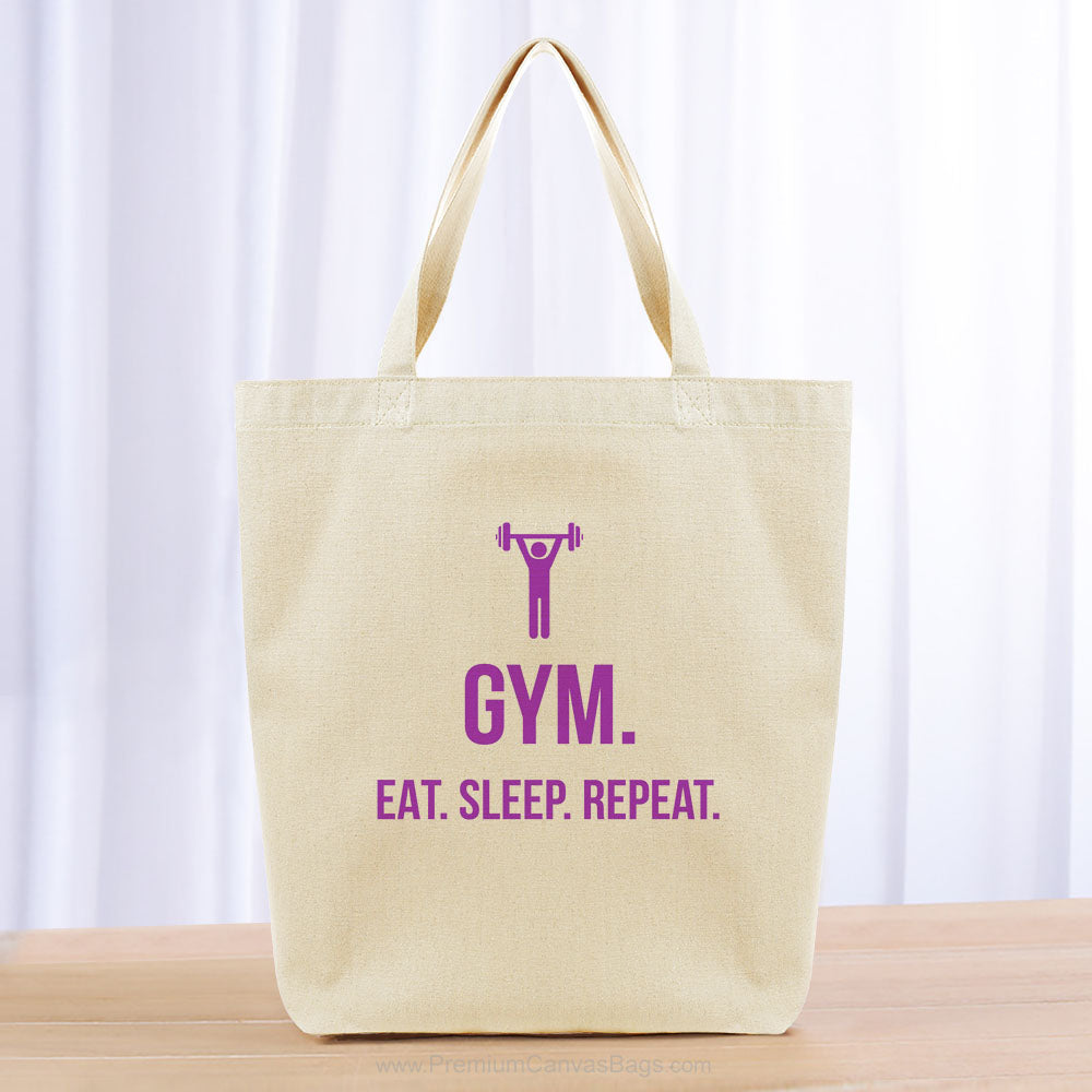 Gym Eat Sleep Repeat Tote Bag - purple