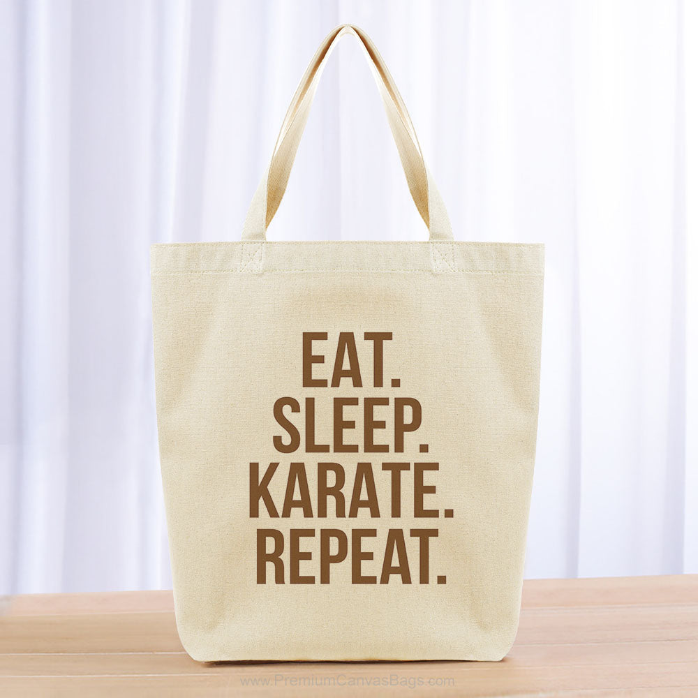 Eat Sleep Karate Repeat Tote Bag - brown
