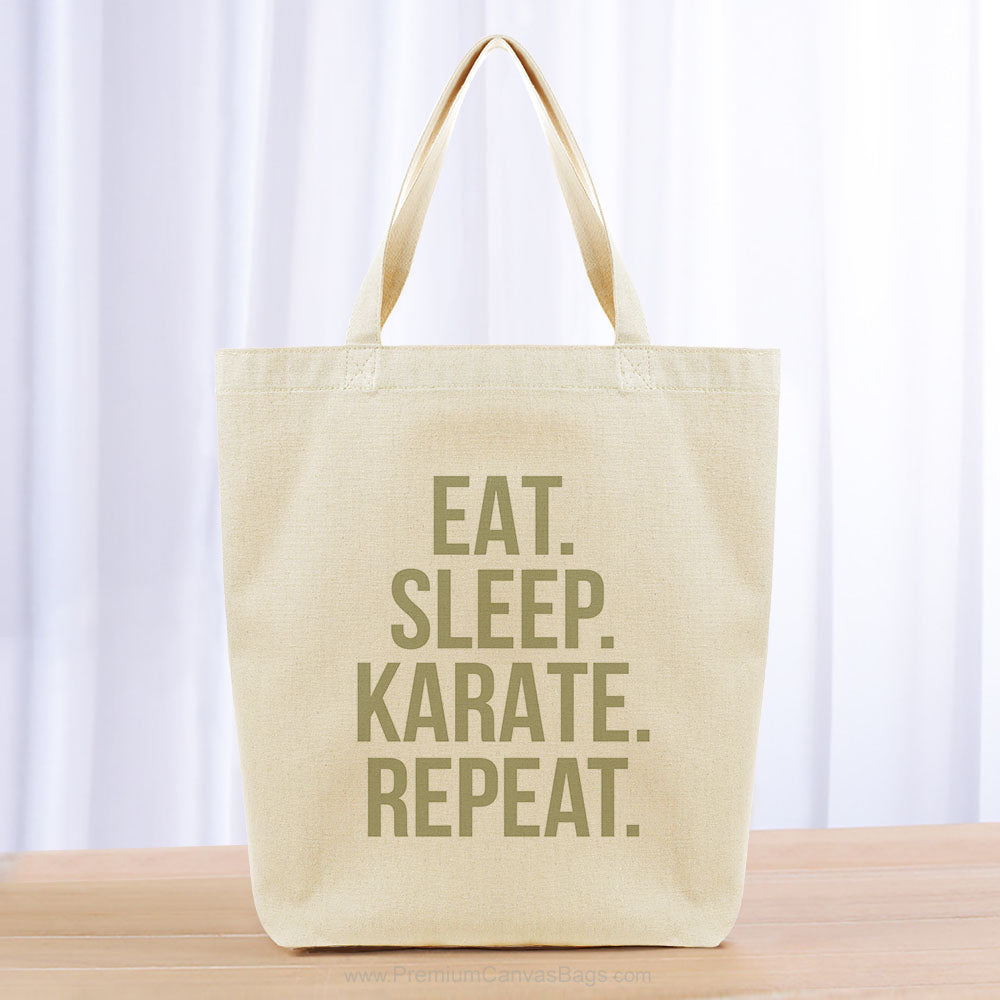 Eat Sleep Karate Repeat Tote Bag - khaki