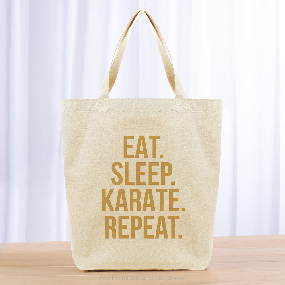 Eat Sleep Karate Repeat Tote Bag - yellow orange