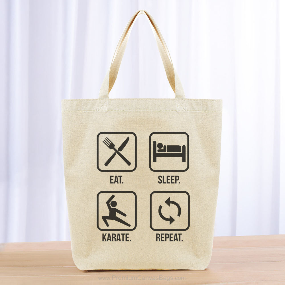 Eat Sleep Karate Repeat Tote Bag - black