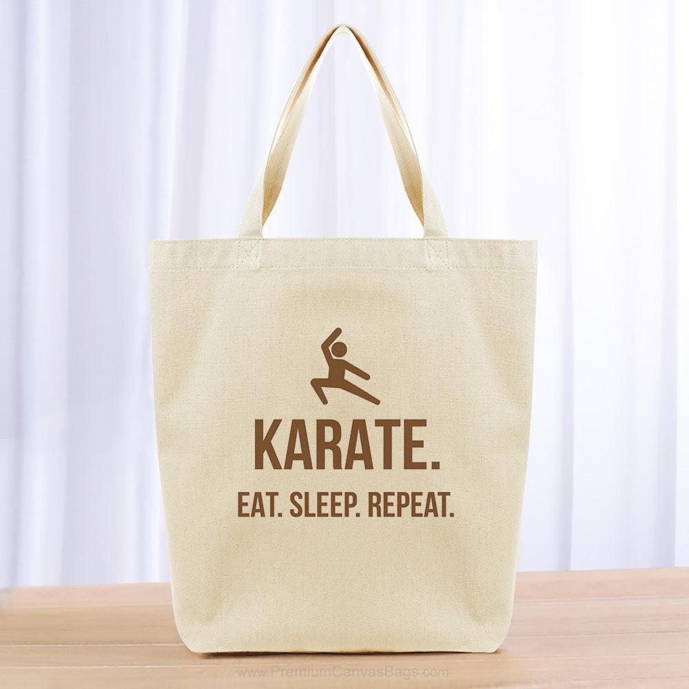 Karate Eat Sleep Repeat Tote Bag - brown