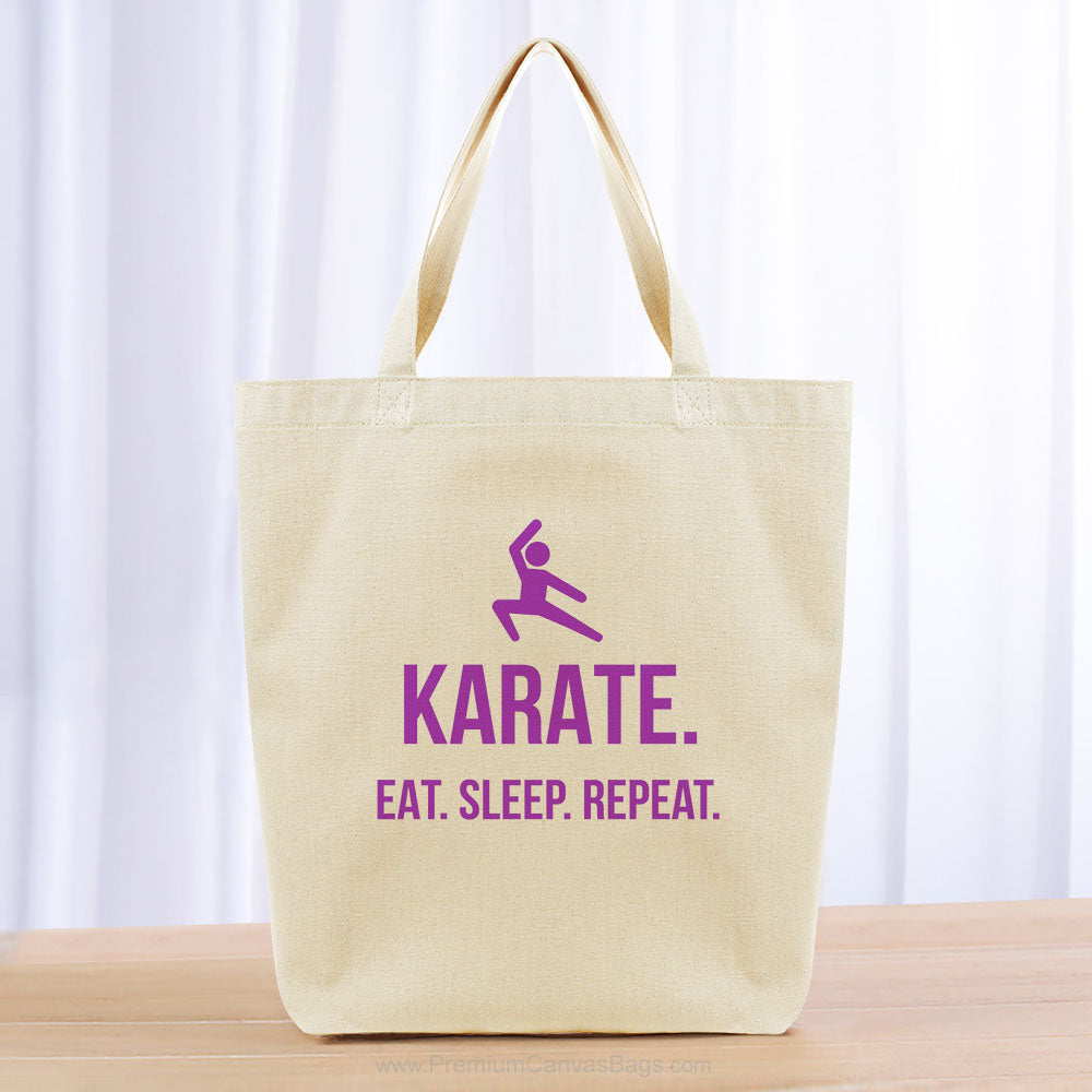 Karate Eat Sleep Repeat Tote Bag - purple