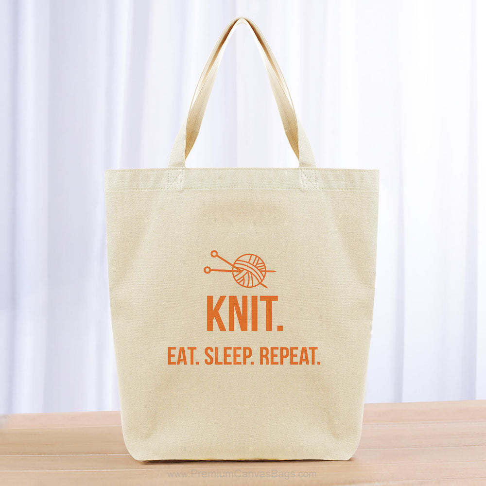 Knit Eat Sleep Repeat Tote Bag - orange