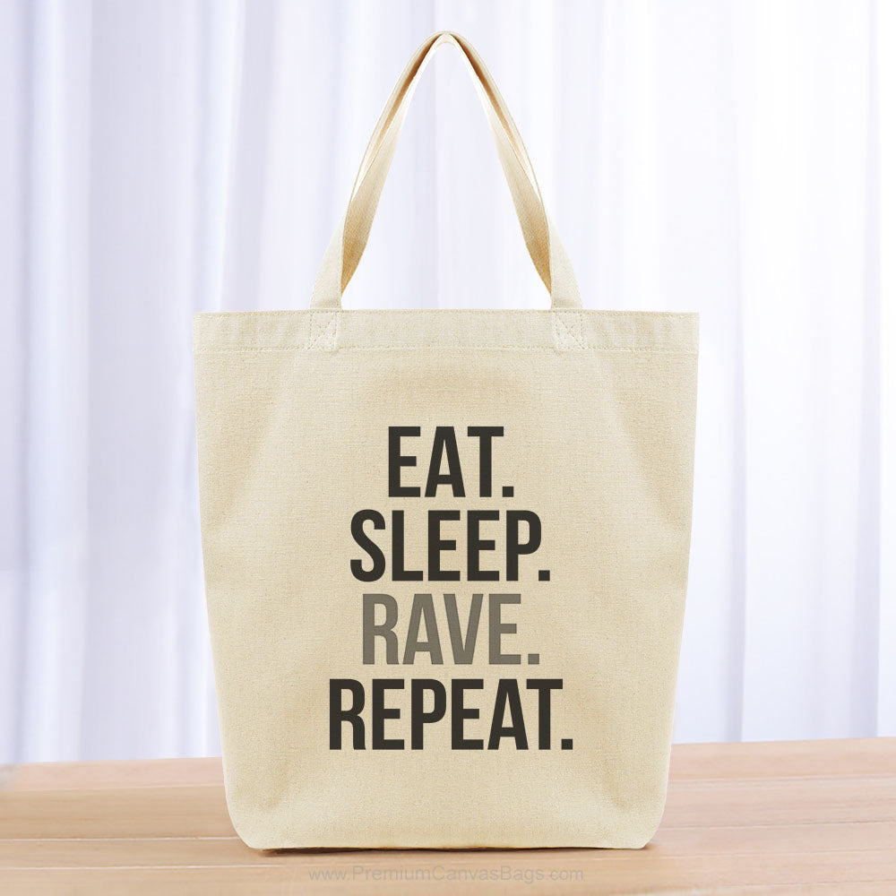 Eat Sleep Rave Repeat Tote Bag - black gray