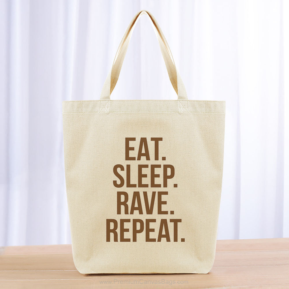 Eat Sleep Rave Repeat Tote Bag - brown