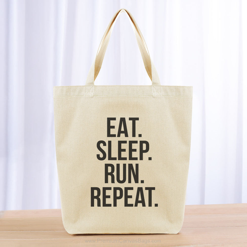 Eat Sleep Run Repeat Tote Bag - black