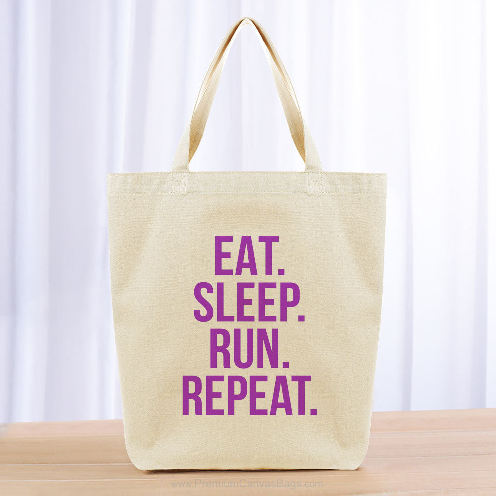 Eat Sleep Run Repeat Tote Bag - purple