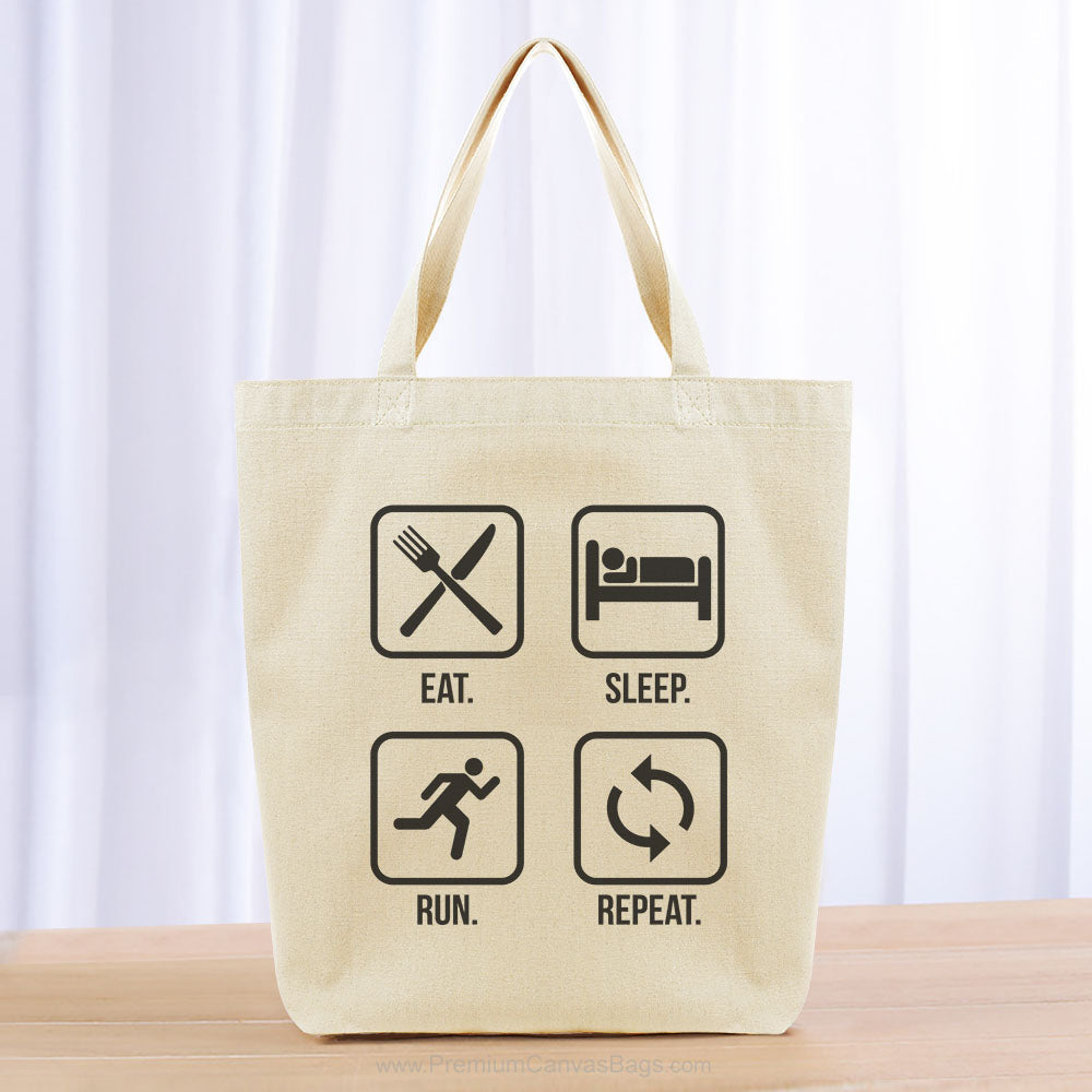 Eat Sleep Run Repeat Tote Bag - black