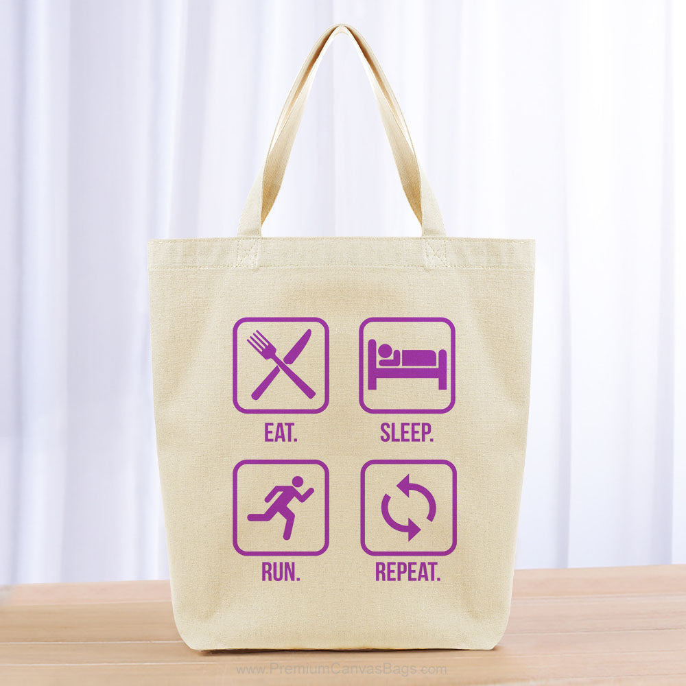Eat Sleep Run Repeat Tote Bag - purple
