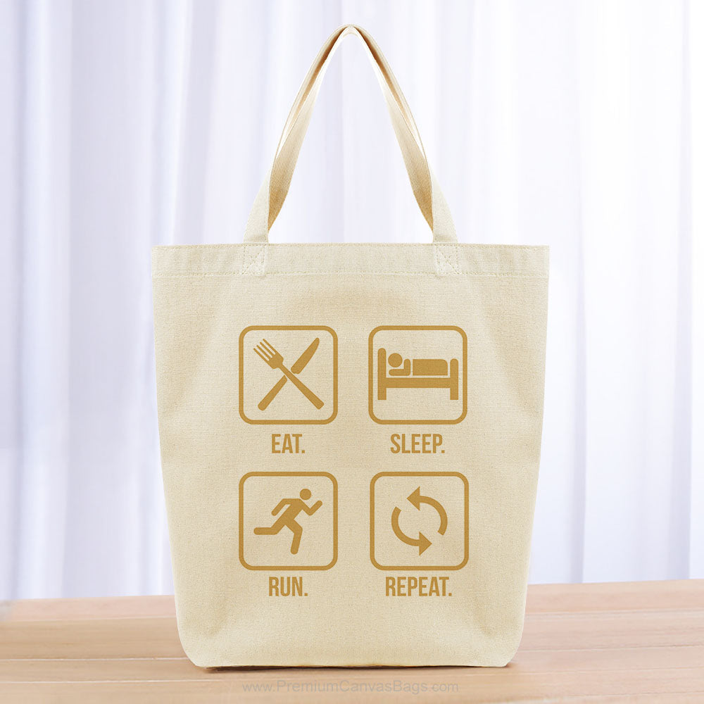 Eat Sleep Run Repeat Tote Bag - yellow orange