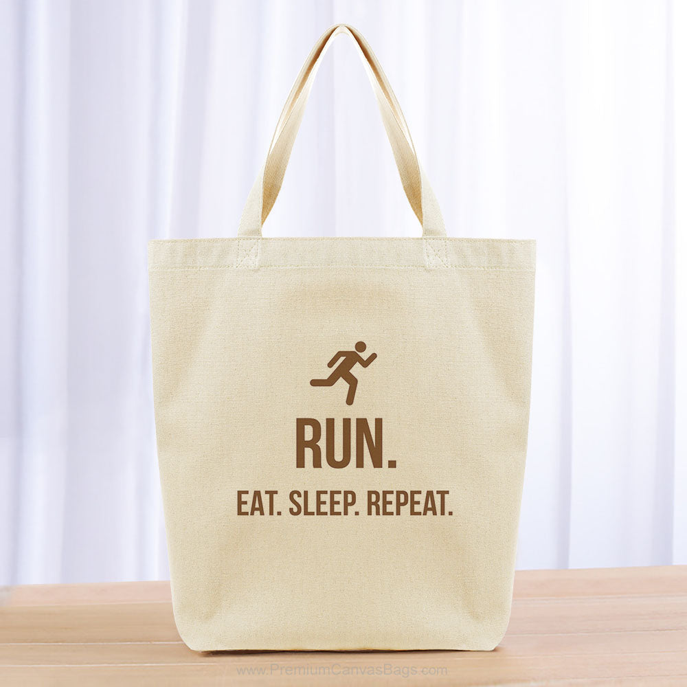 Run Eat Sleep Repeat Tote Bag - brown