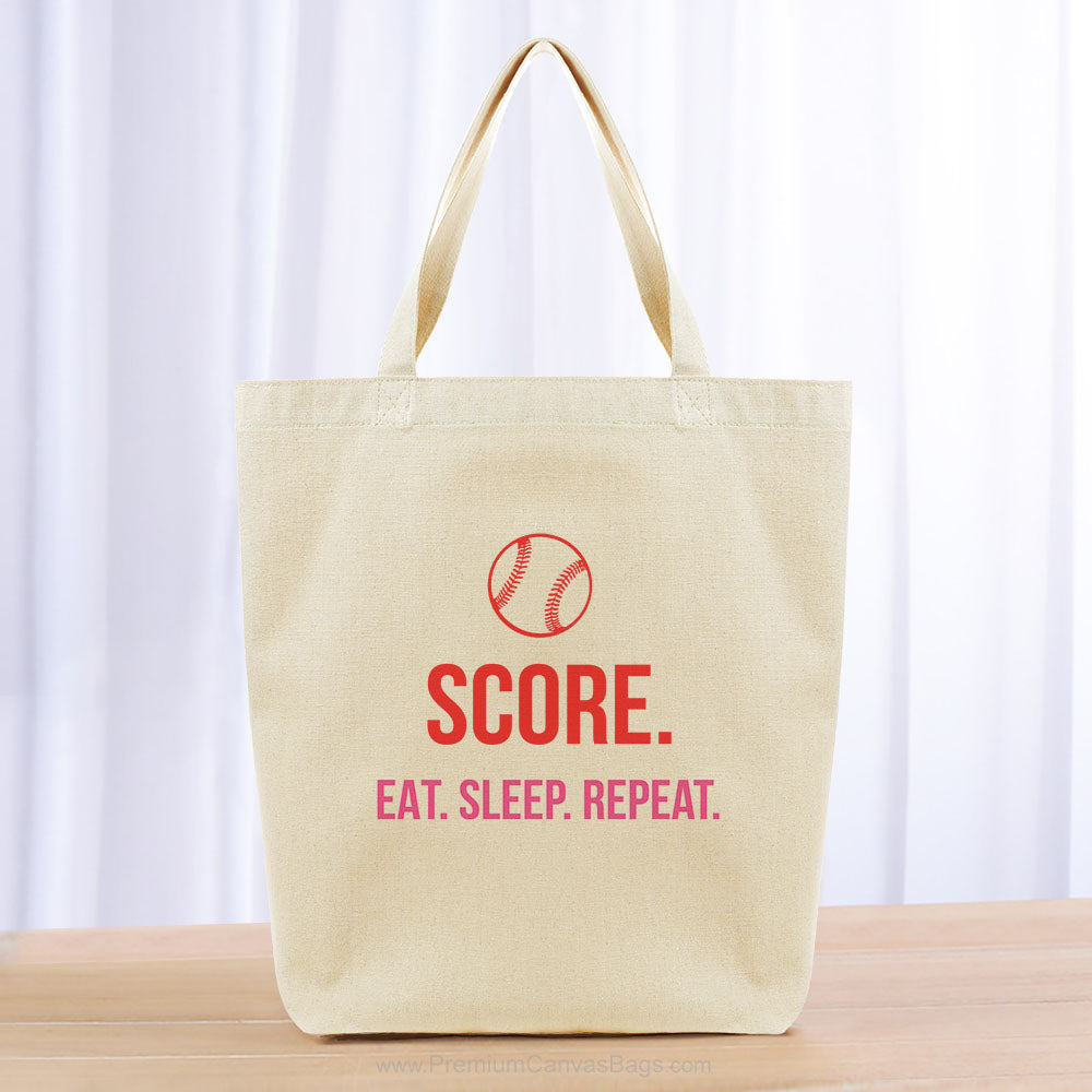 Score Eat Sleep Repeat Tote Bag - yellow orange blue