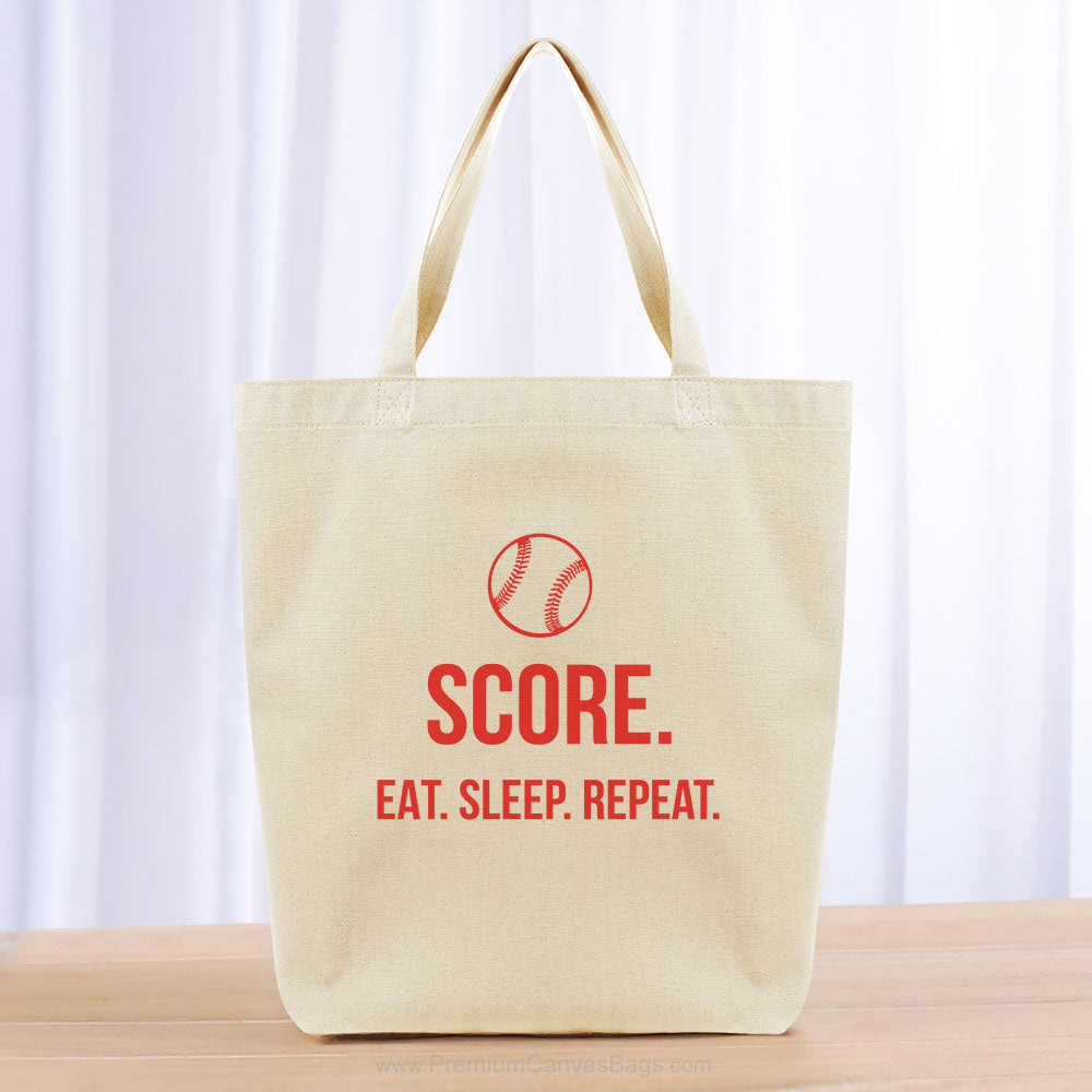 Score Eat Sleep Repeat Tote Bag - red