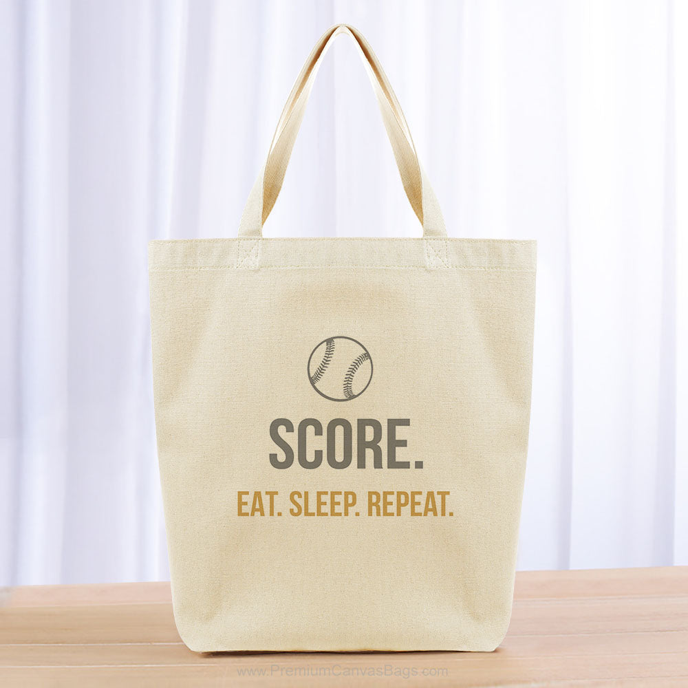Score Eat Sleep Repeat Tote Bag - yellow orange gray