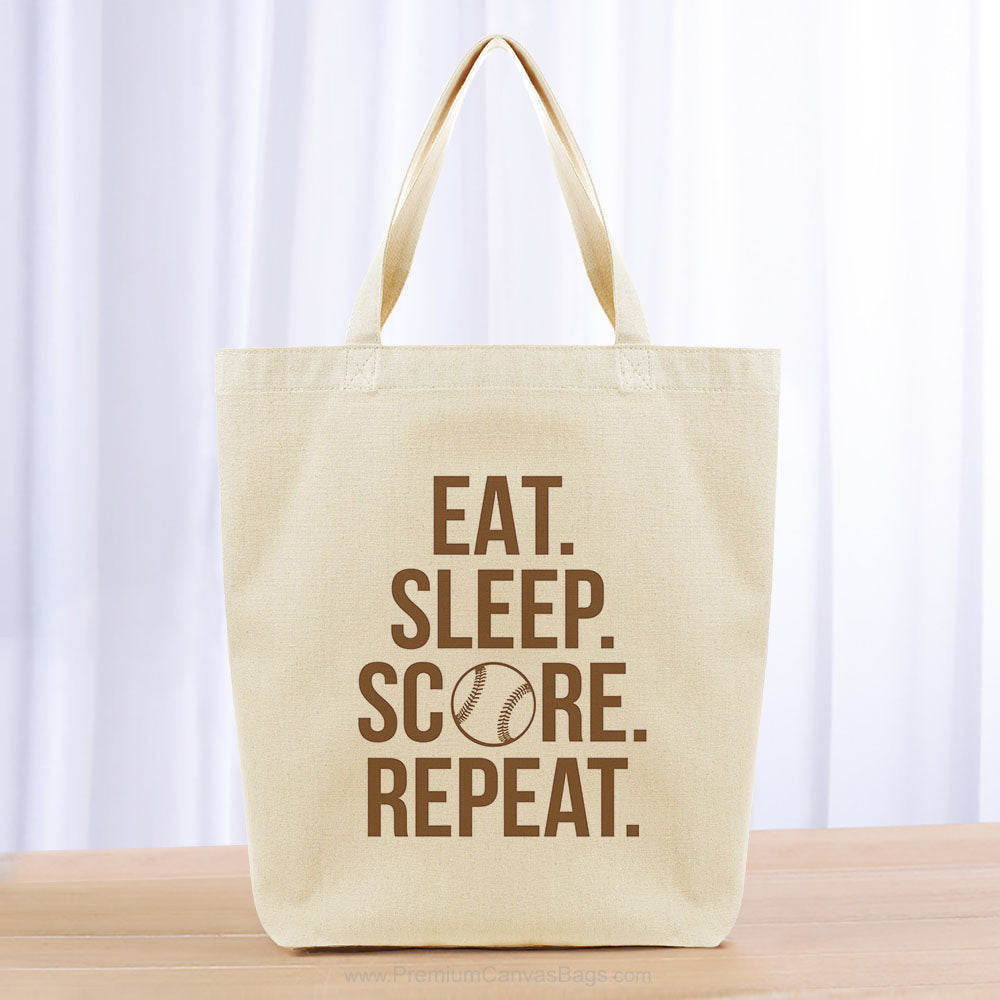 Eat Sleep Score Repeat Tote Bag - brown