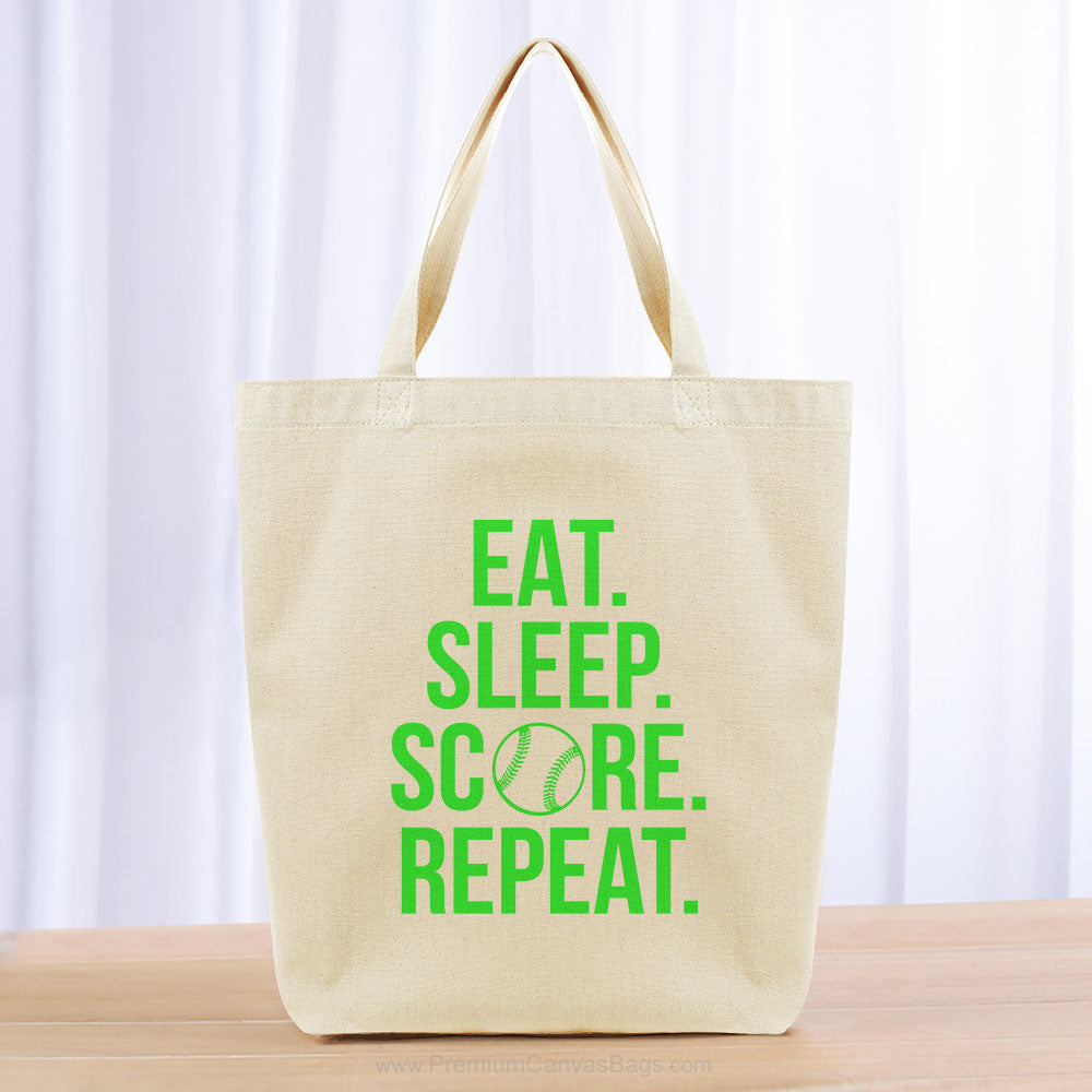 Eat Sleep Score Repeat Tote Bag - green