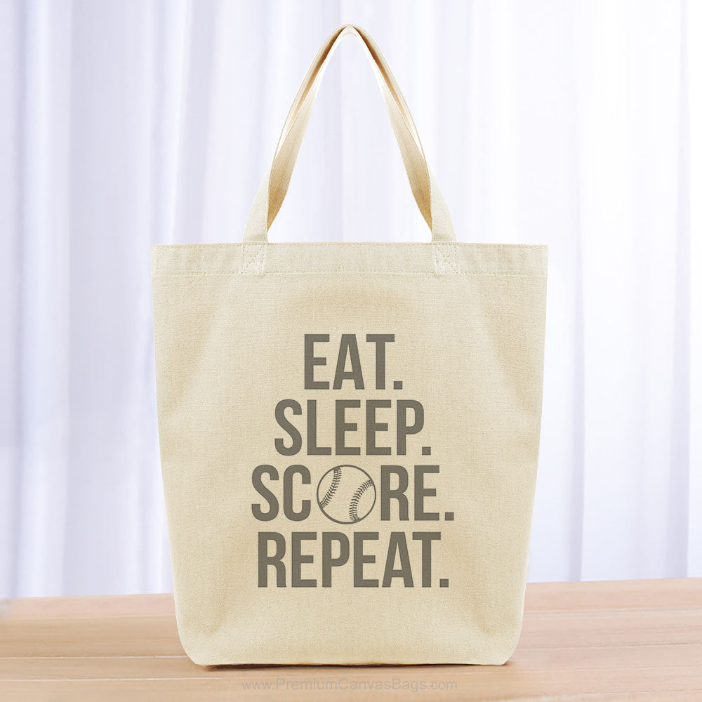 Eat Sleep Score Repeat Tote Bag - gray