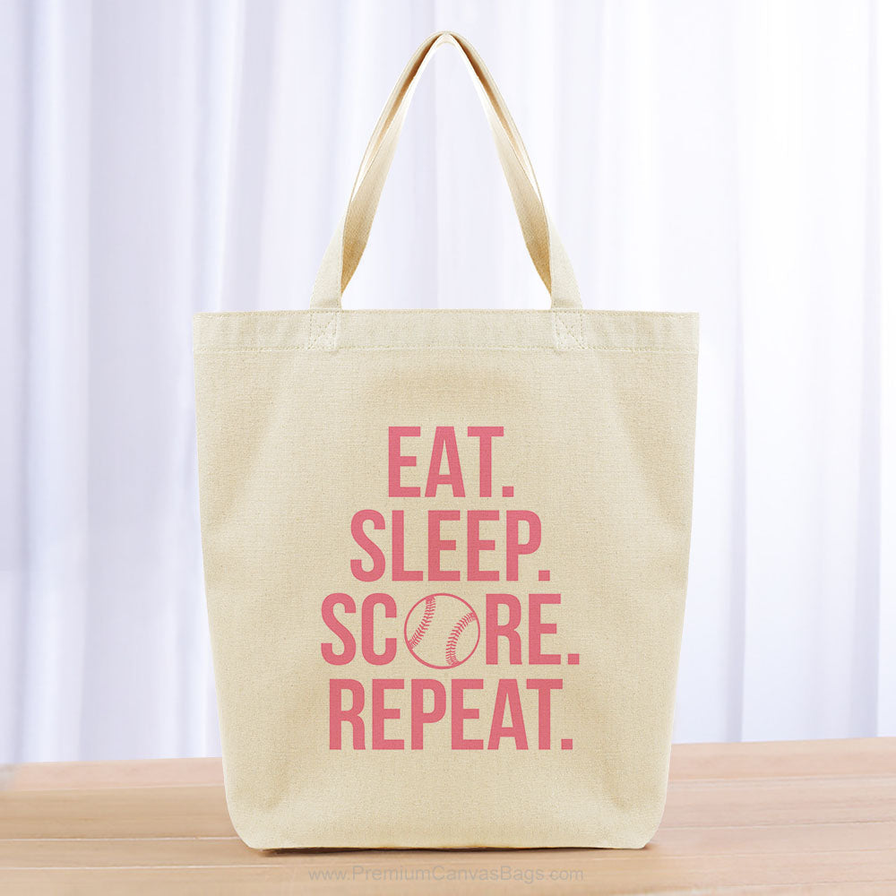Eat Sleep Score Repeat Tote Bag - pink