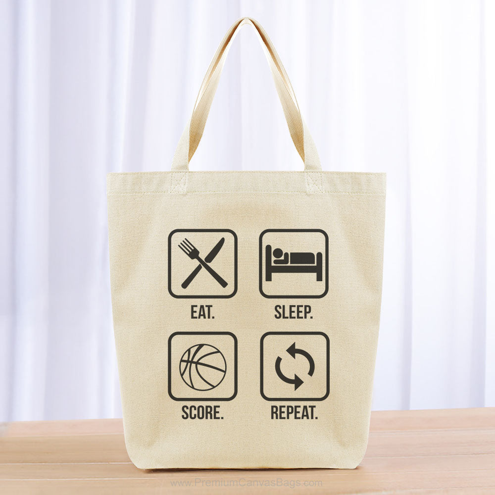 Eat Sleep Score Repeat Tote Bag - black