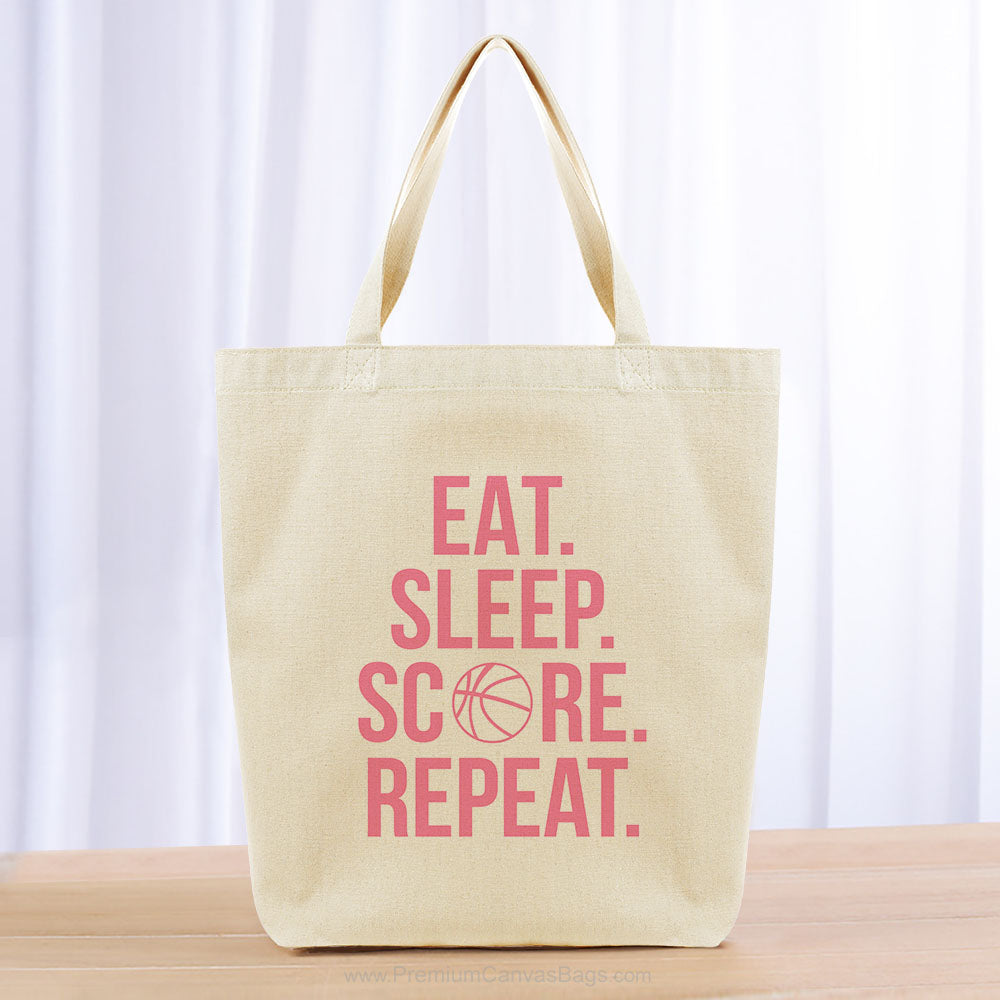 Eat Sleep Score Repeat Tote Bag - pink